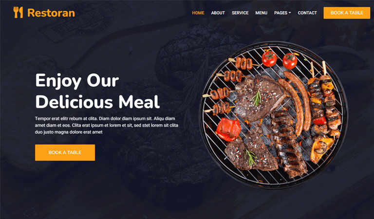 Modern restoran web tasarımı örneği