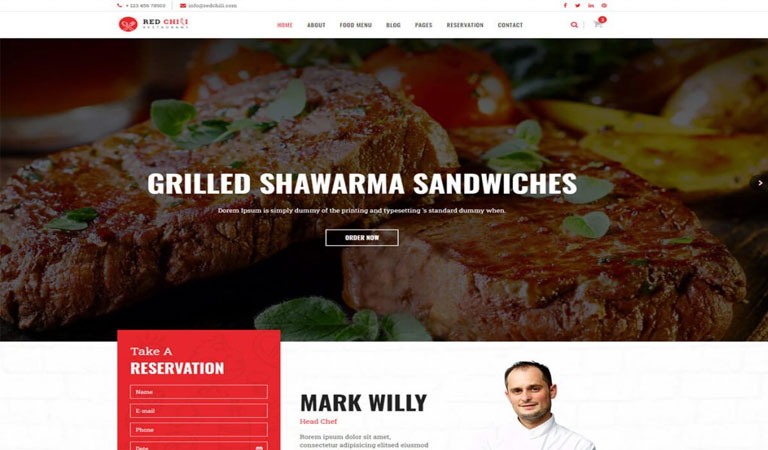 Gelişmiş restoran web tasarımı örneği