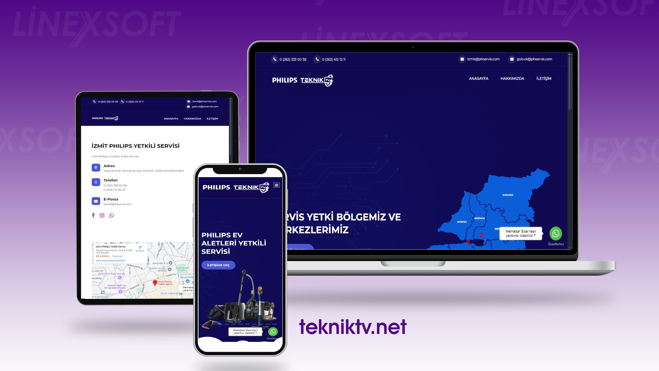 Teknik TV Philips yetkili servisi için kurumsal ve tanıtım web sitesi çalışması.