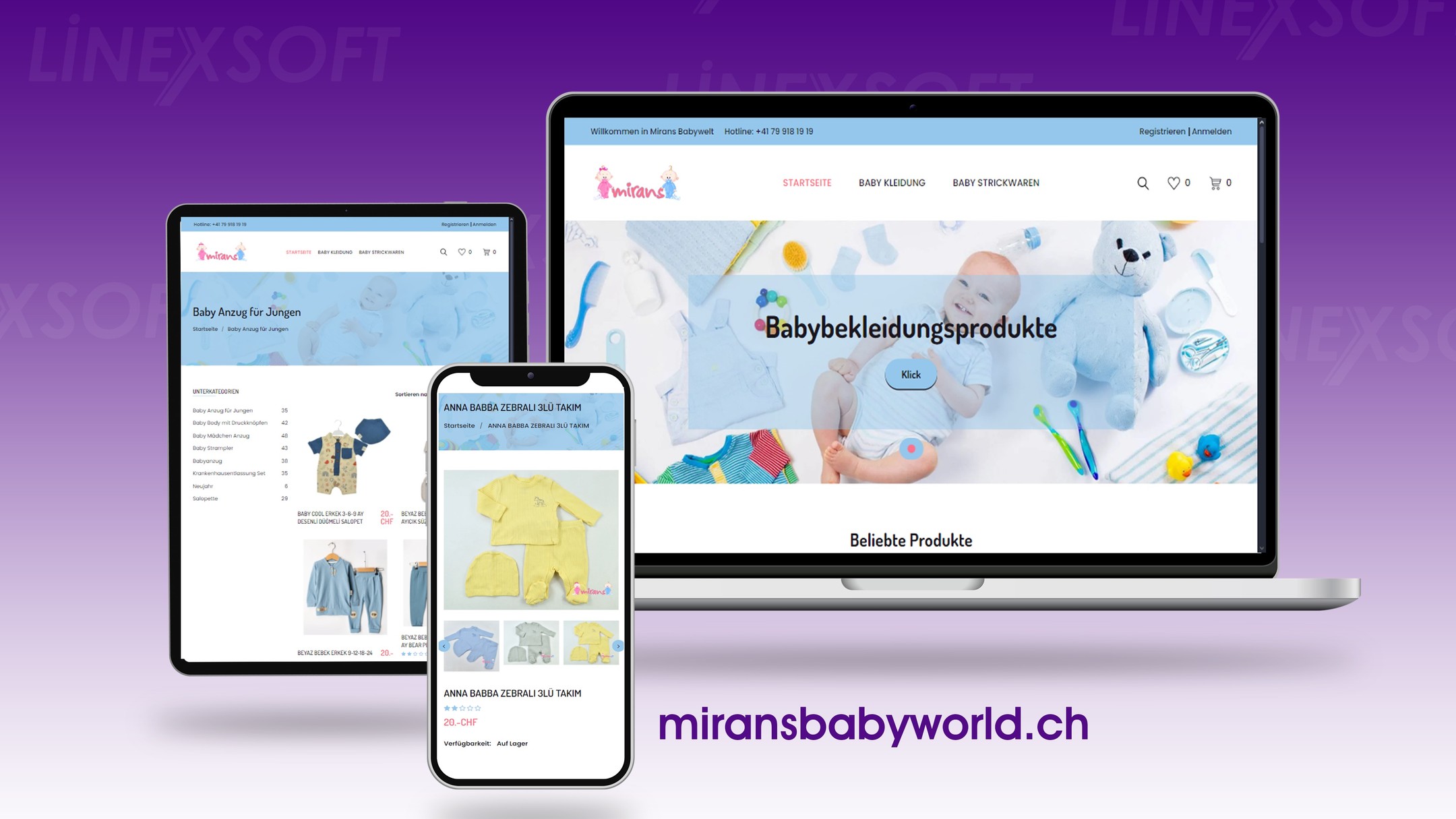 Mirans Baby bebek mağazası için e-ticaret sistemi çalışması.